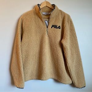 Fila. Teddy Sweater. 3/4 zip-up. Size XL women.
